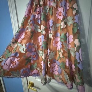 Maeve Brown Ruffled Midi Resort Skirt